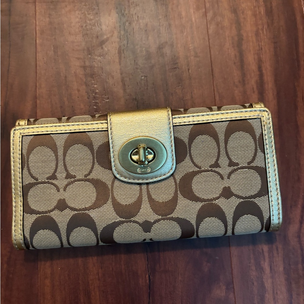 Coach Tan and Gold Women's Wallet